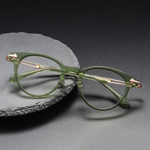 Green Round Acetate & Titanium Reading Glasses for Women LE1106 - Chic & Clear