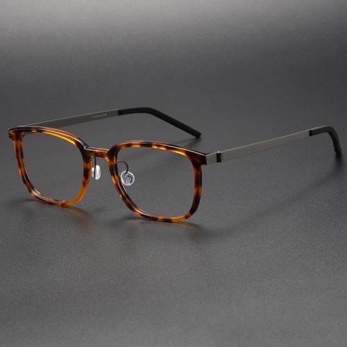 Tortoise Square Acetate & Titanium Blue Light Reading Glasses LE1101 - Smart & Protective