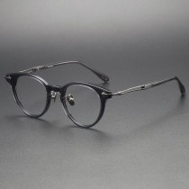 Clear Circle Frame Tinted Glasses with Acetate & Titanium LE1106 - Chic & Contemporary