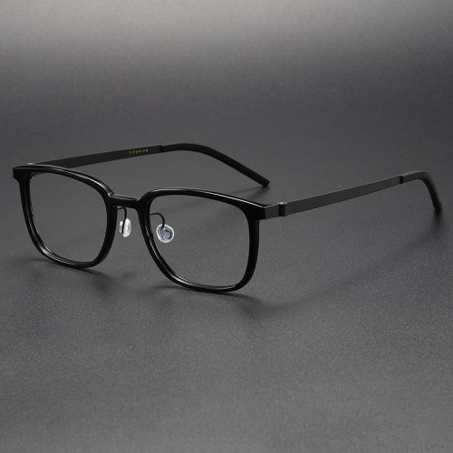 Black Square Acetate & Titanium Nearsighted Glasses LE1101 - Precision & Style