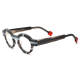 Black Round Acetate Thick Lens Glasses LE0730 - Classic & Durable for Prescription Needs (XJ)