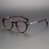 Red Round Acetate & Titanium Progressive Readers LE1106 - Fashionably Functional