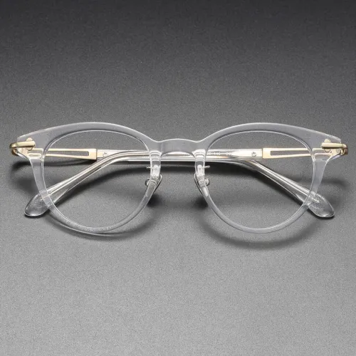 Clear Frame Round Acetate Prescription Glasses LE1106 - Timeless & Elegant