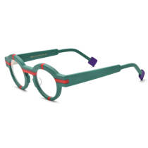 Green Round Acetate Computer Glasses LE0730 - Stylish & Protective for Screen Use