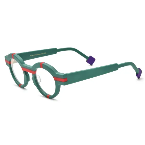 Green Round Acetate Computer Glasses LE0730 - Stylish & Protective for Screen Use