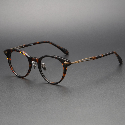 Tortoise Shell Round Frame Bifocal Reading Glasses with Acetate & Titanium LE1106 - Versatile Elegance