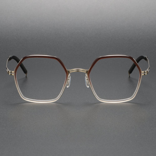 Brown Glasses Frames LE1065 - Women's Titanium & Acetate Geometric Eyewear