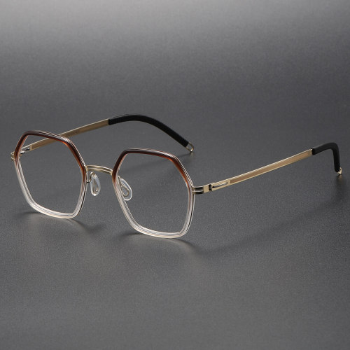 Brown Glasses Frames LE1065 - Women's Titanium & Acetate Geometric Eyewear