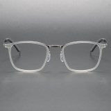 LE1059 Clear Square Glasses - Unisex Design in Titanium & Acetate