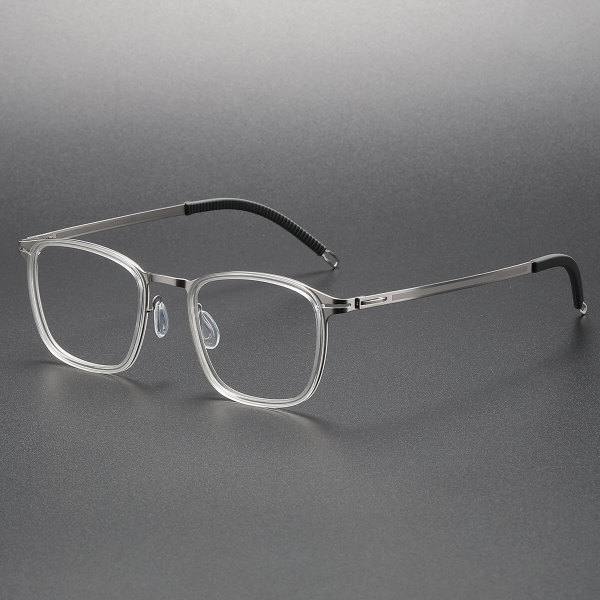 LE1059 Clear Square Glasses - Unisex Design in Titanium & Acetate