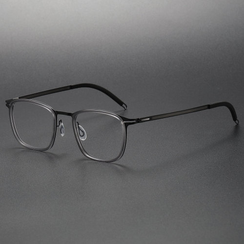 LE1059 Bifocal Readers - Sleek Black Square Eyeglasses in Titanium & Acetate