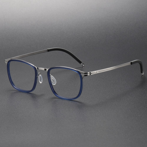 LE1059 Blue Glasses Frames - Square Titanium & Acetate Eyewear
