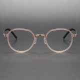 LE1056 Pink Glasses - Chic Round Frames for Women in Titanium & Acetate