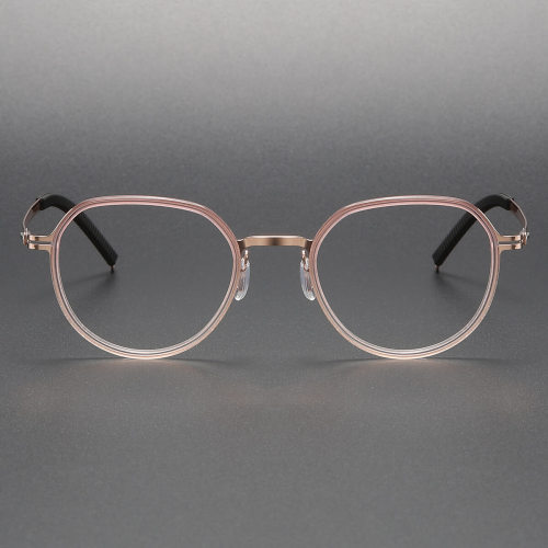 LE1056 Pink Glasses - Chic Round Frames for Women in Titanium & Acetate