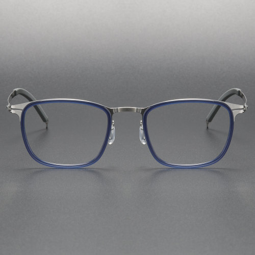 LE1059 Blue Glasses Frames - Square Titanium & Acetate Eyewear
