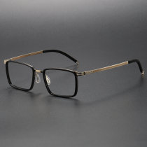 Black and Gold Glasses LE1064 - Elegant Rectangle Prescription Eyewear