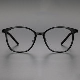 LE1050 Black Eyeglass Frames - Versatile for Square Faces in Titanium & Acetate