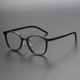 LE1050 Black Eyeglass Frames - Versatile for Square Faces in Titanium & Acetate