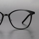 LE1050 Black Eyeglass Frames - Versatile for Square Faces in Titanium & Acetate