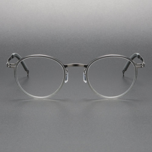 Night Vision Glasses LE1046: Clear Grey Titanium Round Frames