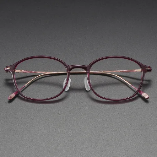 Purple Glasses LE1049 - Stylish Oval Frames in Titanium