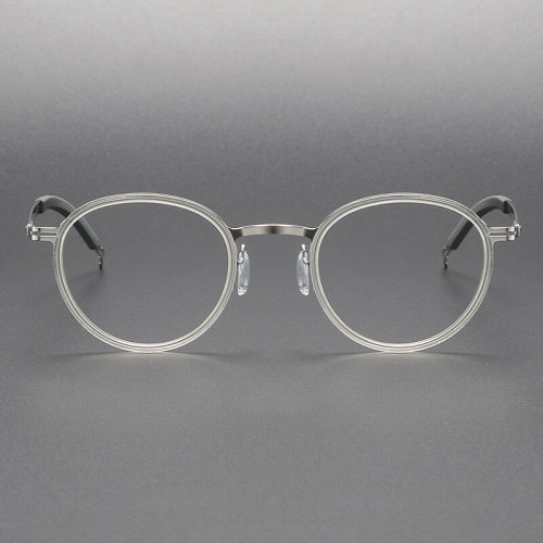 Clear Frame Glasses Men LE1046 - Round Titanium Prescription Eyewear