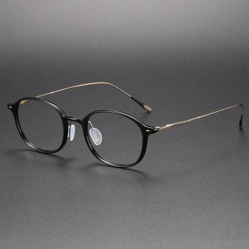 Progressive Reading Glasses LE1049 - Oval Black and Gold Frames