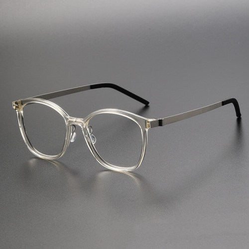 LE1050 Asian Fit Glasses - Comfortable Large Square Frames in Titanium & Acetate