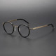 Round Glasses Men LE1046 - Black and Gold Titanium Frames