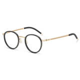 Round Glasses Men LE1046 - Black and Gold Titanium Frames