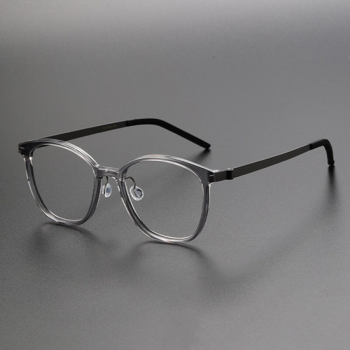 LE1050 Clear Blue Light Glasses - Large Square Frame in Titanium & Acetate