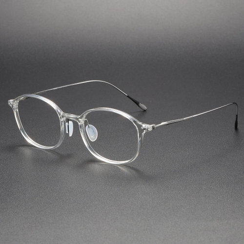 Transparent Frames for Glasses LE1049 - Modern Oval Clear Rim with Silver Arms