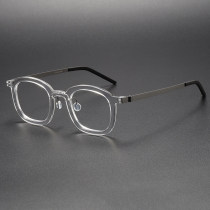 Clear Reading Glasses LE1045 - Round Acetate & Titanium Frames