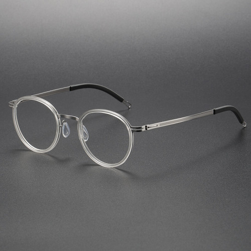 Clear Frame Glasses Men LE1046 - Round Titanium Prescription Eyewear