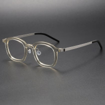 Night Driving Glasses LE1045 - Round Clear Frame Design in Titanium & Acetate