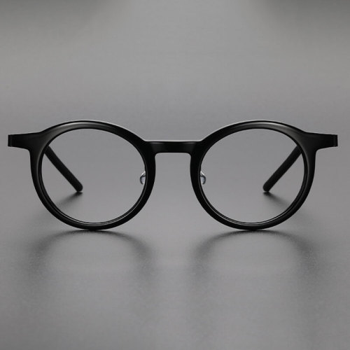 Thick Glasses LE1037 - Black Round Frames in Titanium & Acetat