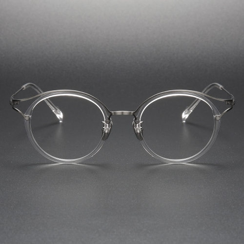 Mens Blue Light Glasses LE1043 - Round Clear Frames in Titanium & Acetate
