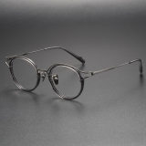 Round Glasses on Round Face LE1043 - Designer Clear Frames in Titanium & Acetate