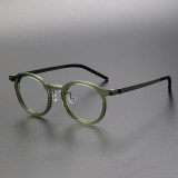 Green Eyeglass Frames LE1037 - Large Round Acetate & Titanium Design