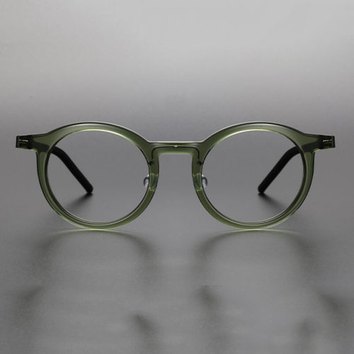 Green Eyeglass Frames LE1037 - Large Round Acetate & Titanium Design