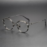 Glasses for Night Driving LE1043 - Clear Round Titanium & Acetate Frames