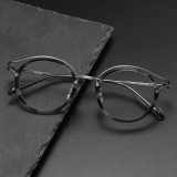 Reading Sunglasses LE1043 - Black Circle Round Frames in Titanium & Acetate