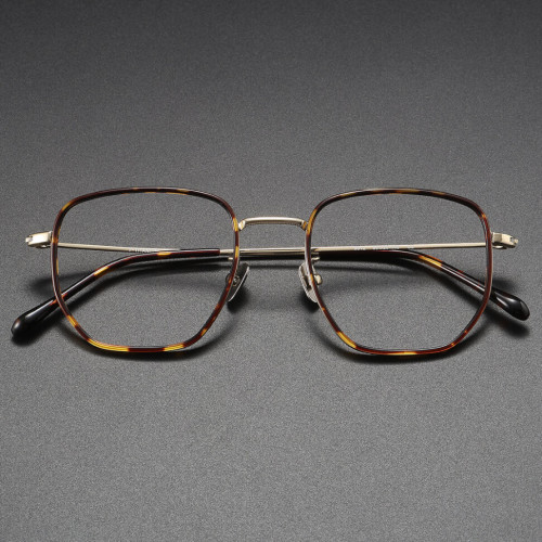 Square Glasses LE1023 - Titanium Tortoise Shell Design