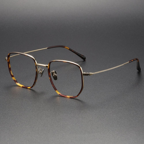 Square Glasses LE1023 - Titanium Tortoise Shell Design