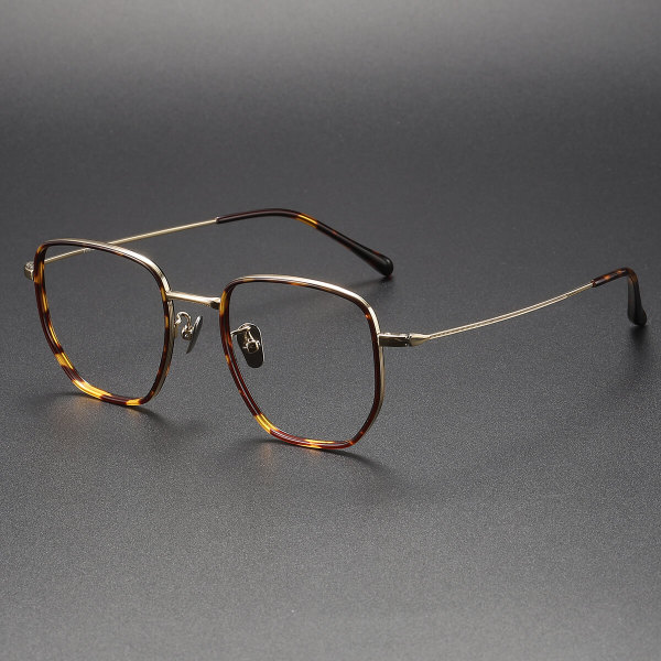 Square Glasses LE1023 - Titanium Tortoise Shell Design