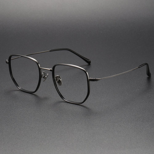 Black Glasses LE1023 - Chic Square Titanium Design