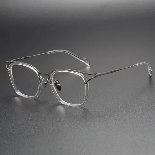 Blue Glasses for Computer LE1016 - Square Frames in Titanium & Acetate