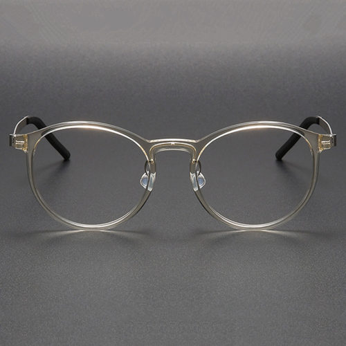 Reading Glasses Women LE1007 - Elegant Round Clear Frames in Titanium & Acetate