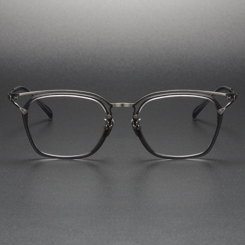 Reading Glasses LE1016 - Clear Square Frames in Titanium & Acetate