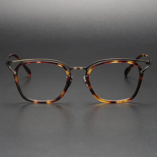 Night Vision Glasses for Driving LE1016 - Bronze Square Frames in Titanium & Acetate
